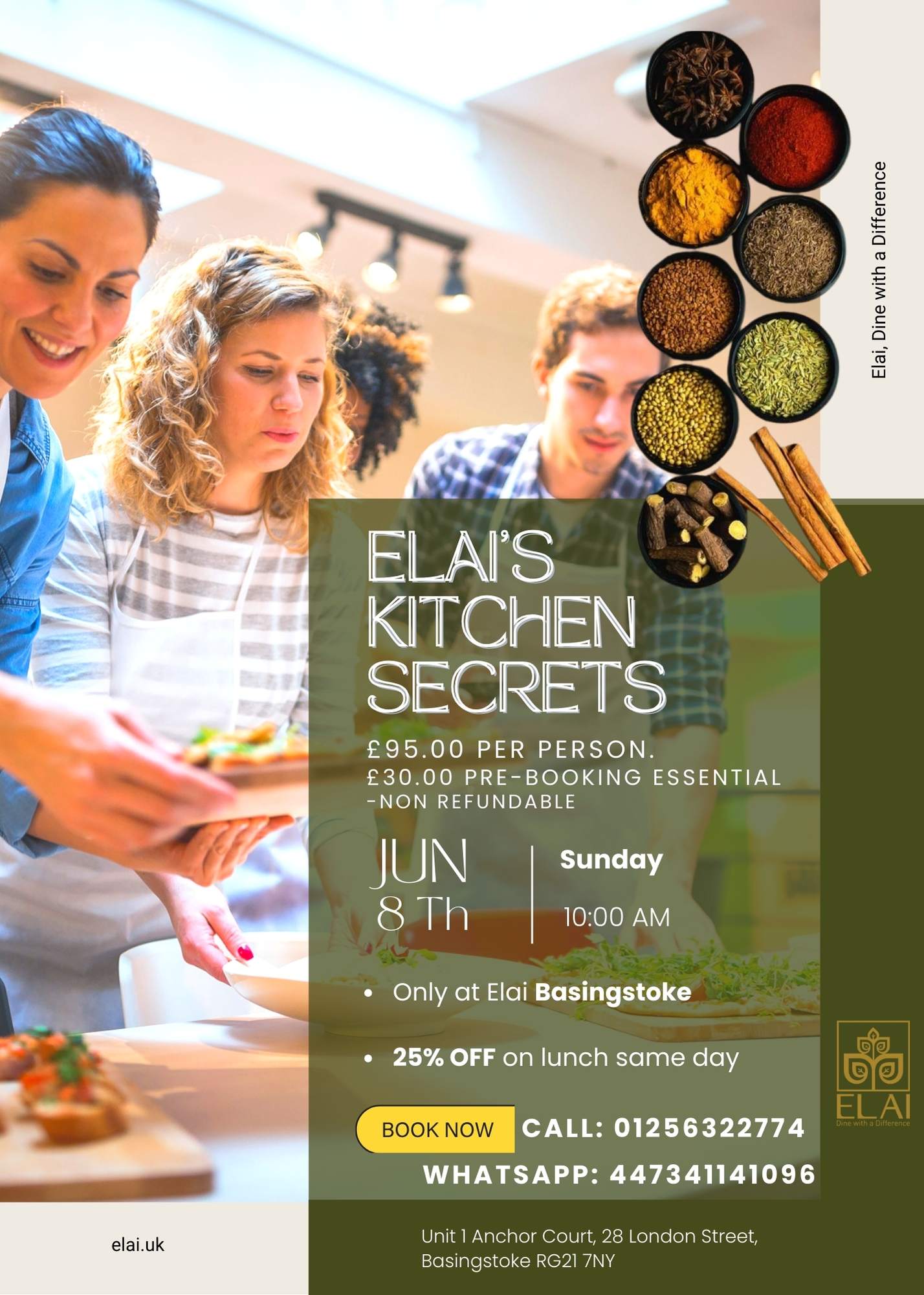  poster of best cooking lessons near Basingstoke Elai indian restaurant